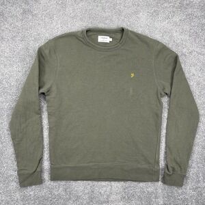 Farah Sweatshirt Mens Large Green Long Sleeve Crew Neck Organic Cotton Logo
